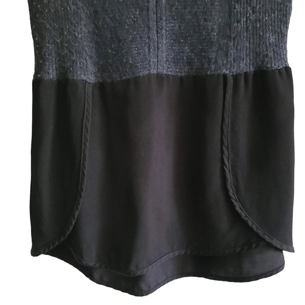 QUINN Cashmere Blend Double V Neck Peplum Sweater Charcoal Gray Black Women's XS